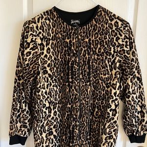 Nick & Nora Soft Fleece Onsie Pajamas Womens S Cheetah Brown Footed Footies